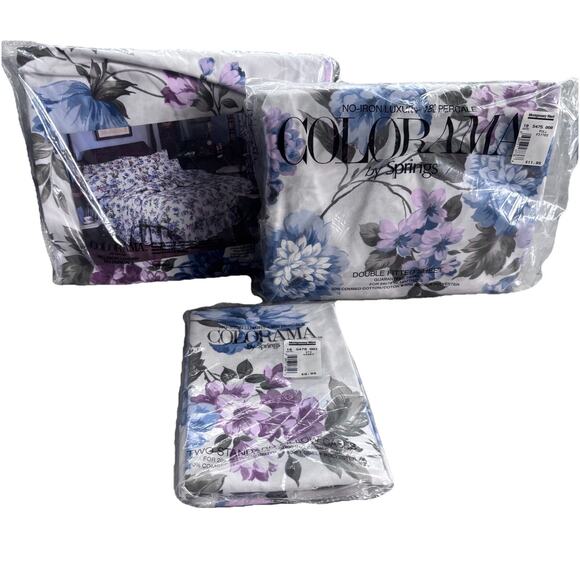NWT 4 Piece Floral Sheet Set Double Size by Springs Colorama 180 Percale - Picture 1 of 5